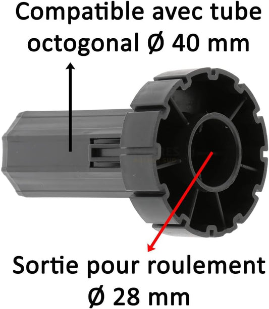 Cyclingcolors Octagonal Roller Shutter Tube End Plastic Outlet Window, For Pulley And Octagonal Tube 40 Mm Outlet For Bearing Ø 28 Mm