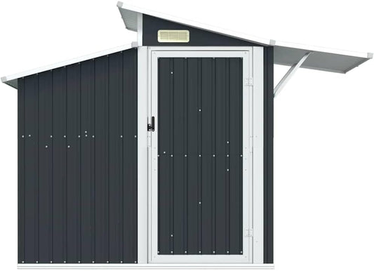 Abri à Outils Anthracite En Acier Galvanisé - 270 X 130 X 208,5 Cm - Verrouillable - Avec Ventilation Et Toit Transparent - Pour Abri De Jardin, Garage à Vélo, Rangement D'outils