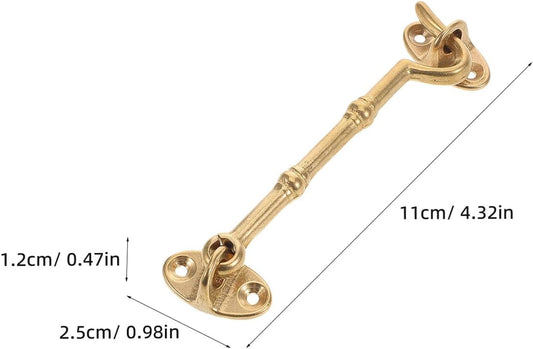 2 Pieces Heavy Duty Brass Door Latch Hook And Eye For Cabin Doors And Windows Wear Resistant And Easy To Install Hanging Hardware Lock