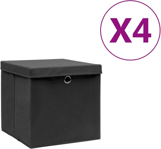 Coffre De Rangement Extérieur, Coffre De Rangement Pour Coussins, Coffres De Rangement Extérieurs étanches Avec Housses, 4 Pièces 28 X 28 X 28 Cm, Noir
