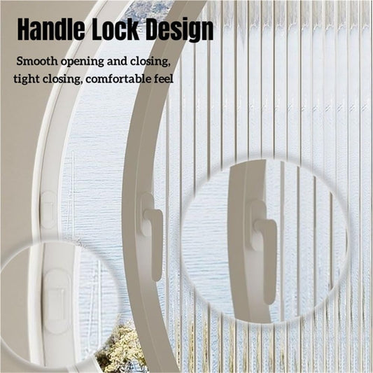 Round Rotating Window Aluminum Alloy Window Wall Mounted Tempered Glass Porthole With Handle Decorative Casement Window For Kitchen And Home, White 3.5cm/21.6"