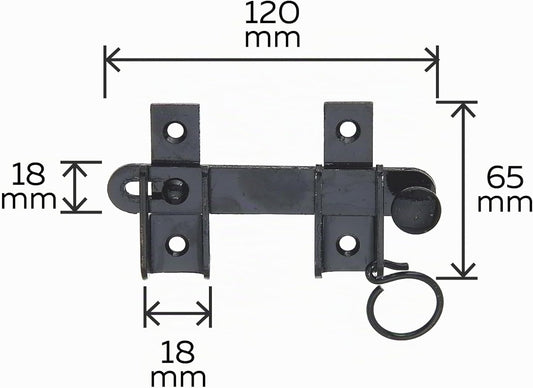 Alberts 307653 Flap Closure | With Stop | Black Lacquered | Size 120 X 65 Mm