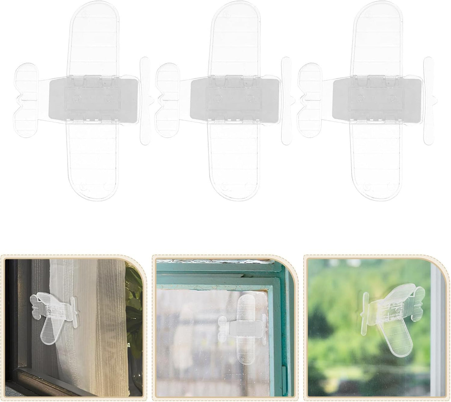 Jojofuny Lot De 6 Verrous De Fenêtre En Métal Et Pvc, Modèle Avion, Installation Sans Perçage, Pour Portes Coulissantes Et Armoires à Usage Domestique