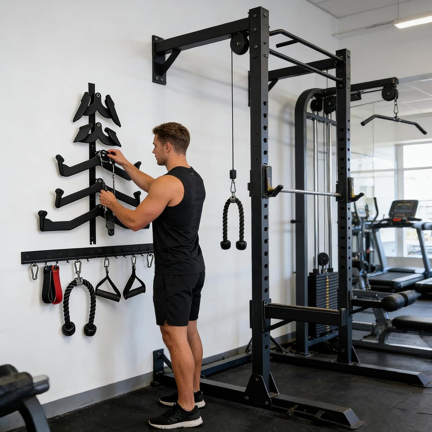 Support Mural Pour Barre De Jalon – Organisateur De 5 Pièces Résistant | Porte-accessoires De Machines D'exercice, Pour équipement De Fitness Dans Le Garage Pour Hommes Et Femmes