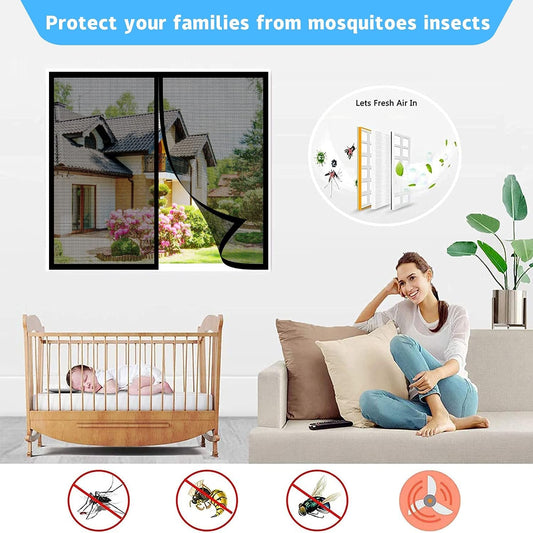 Magnetic Window Mosquito Netting, 120 X 110 Cm, Magnetic Window Mesh, Ultra Fine Mesh For Most Windows, Brown