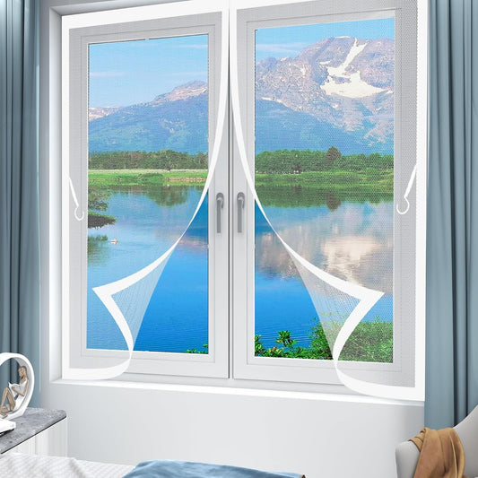 Mosquito Net Window 78 X 100 Cm Magnetic Seal Top And Bottom With Automatic Closure Magnetic Mosquito Net Curtain For Windows Of Various Types, White