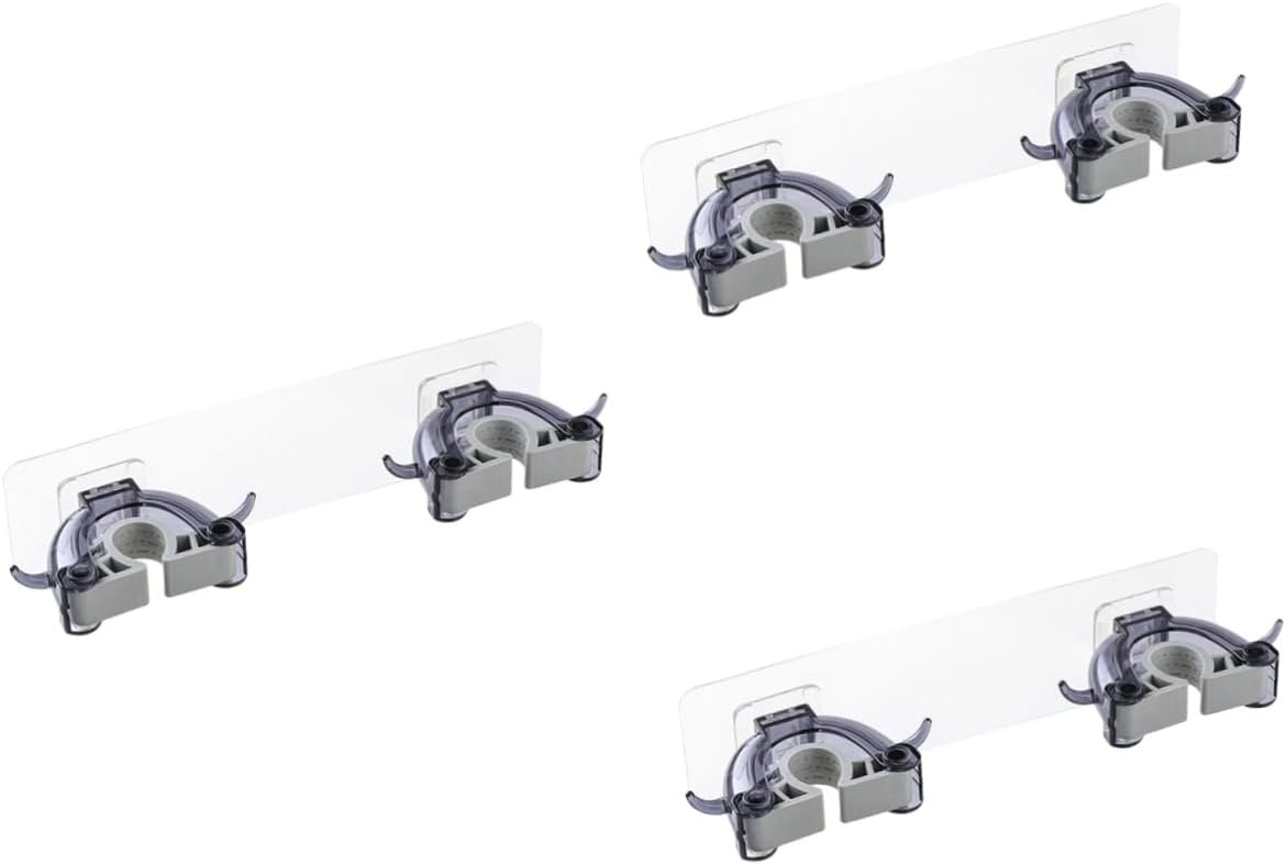  Ciieeo 3pièces Support De Balai Mural Multifonction Noir De Rangement Sans Perçage Pour Maison Cuisine Et Salle De Bain Organisateur De Nettoyage Avec Double Clip