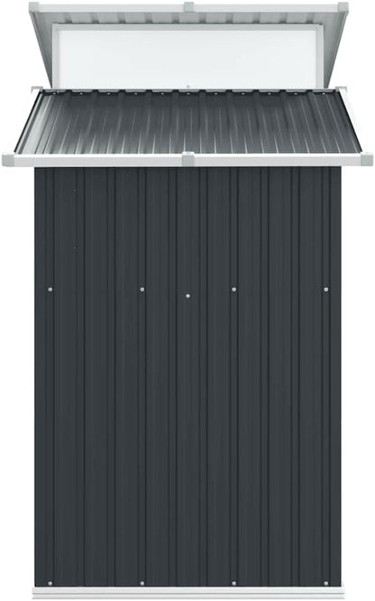  Abri à Outils Anthracite En Acier Galvanisé - 270 X 130 X 208,5 Cm - Verrouillable - Avec Ventilation Et Toit Transparent - Pour Abri De Jardin, Garage à Vélo, Rangement D'outils