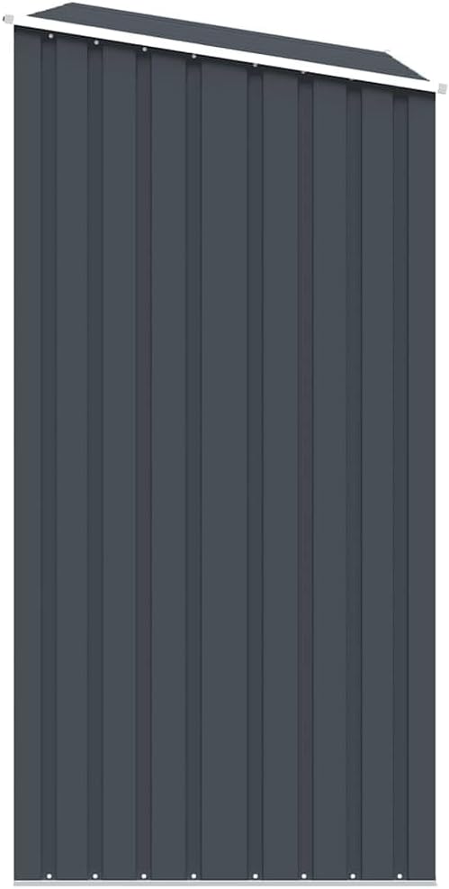  Abri De Jardin Acier Galvanisé 245x98x159 Cm Anthracite, Râtelier à Bûches 2 En 1 Pour Rangement Extérieur D'outils Et Bois De Chauffage, Toit En Pente Pour écoulement D'eau