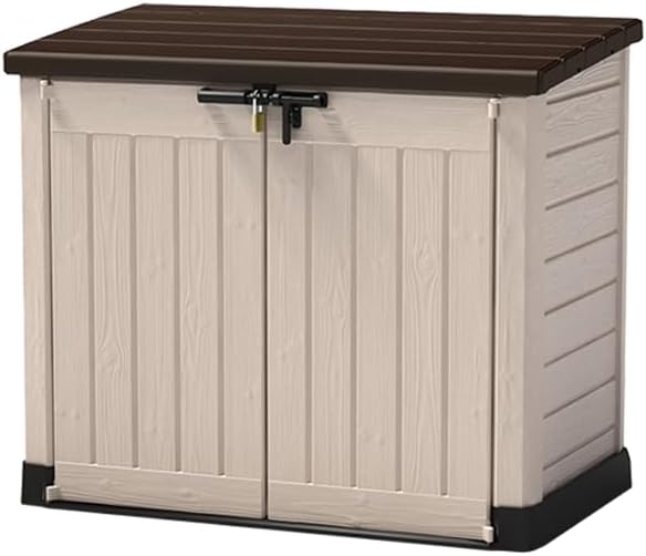  KETER Coffre De Rangement Extérieur En Résine 1200 Litres Noir Et Gris Range Poubelles Ou Vélo