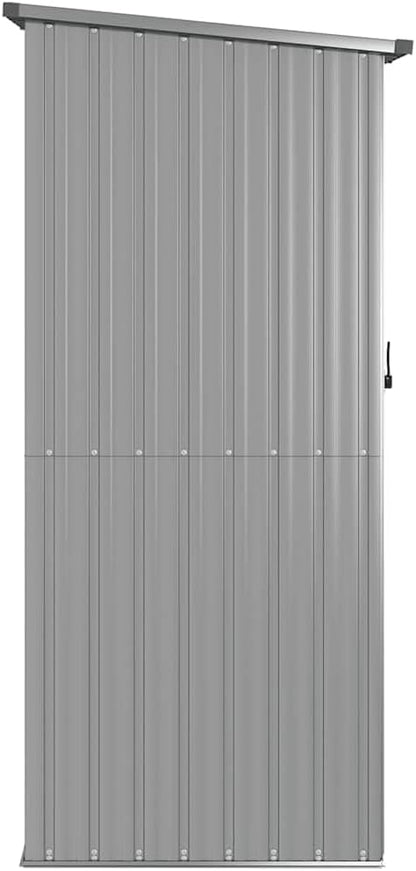  Abri De Jardin Gris 118,5x97x209,5 Cm En Acier Galvanisé, Abri De Rangement Extérieur Avec Toit En Pente Et Porte Verrouillable Pour Outils