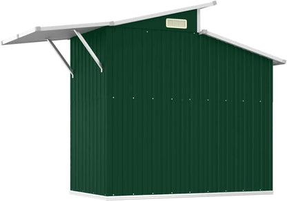  Abri De Jardin Vert 270x130x208,5 Cm En Acier Galvanisé, Rangement Extérieur Pour Outils, Équipements De Jardin Et Accessoires De Piscine