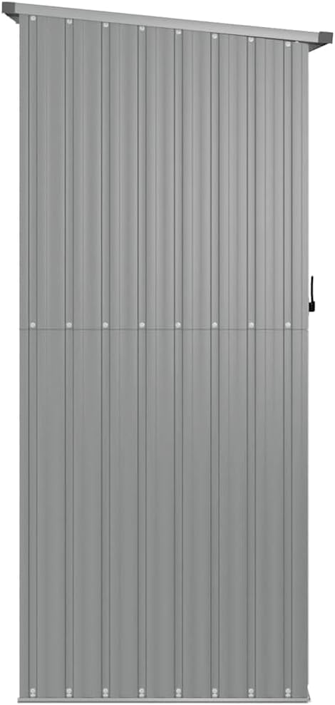  Abri De Jardin Gris En Acier Galvanisé 180,5x97x209,5 Cm, Abri De Rangement Extérieur Avec Toit En Pente Et Porte Verrouillable Pour Outils