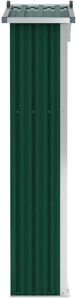  Abri De Jardin Vert En Acier Galvanisé 116 X 45 X 175 Cm Avec Double Porte Et étagère Pour Outils De Jardin, Vélo, Tondeuse, Poubelle, Rangement En Extérieur
