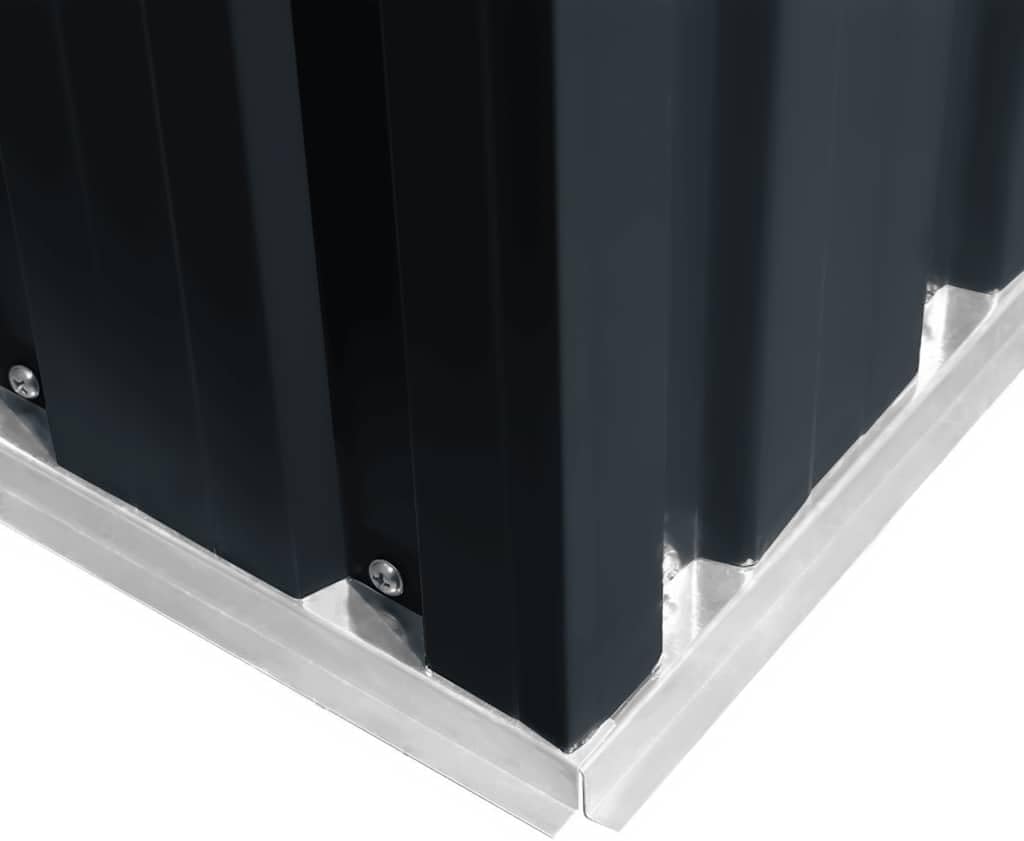  Abri De Jardin En Acier Galvanisé Anthracite Avec Ventilation, Doubles Portes Coulissantes Et Pièces Prédécoupées Pour Rangement Outils Et Matériel Extérieur