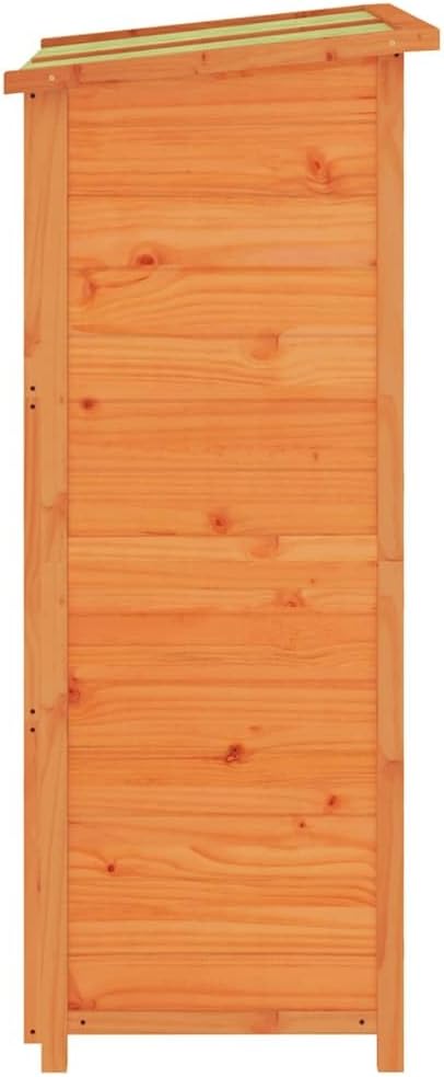  Abri à Outils Marron En Pin Massif 83 X 57 X 140 Cm Avec Toit Imperméable, Espace De Rangement Pratique Pour Outils De Jardin, Tondeuses à Gazon, Vélo Et Outils En Extérieur