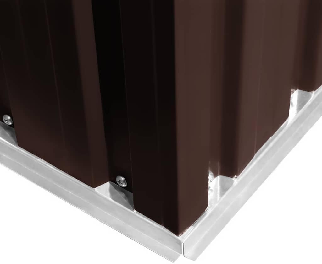  Abri De Jardin En Métal Marron 204x132x186 Cm, Cabane De Rangement Extérieur Avec Doubles Portes Coulissantes, Cadre En Acier Robuste Pour Outils De Jardin Et Matériel D'entretien.