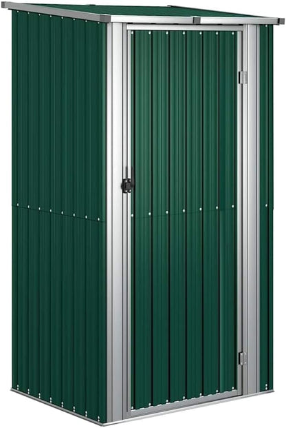  Abri De Jardin Gris 118,5x97x209,5 Cm En Acier Galvanisé, Abri De Rangement Extérieur Avec Toit En Pente Et Porte Verrouillable Pour Outils