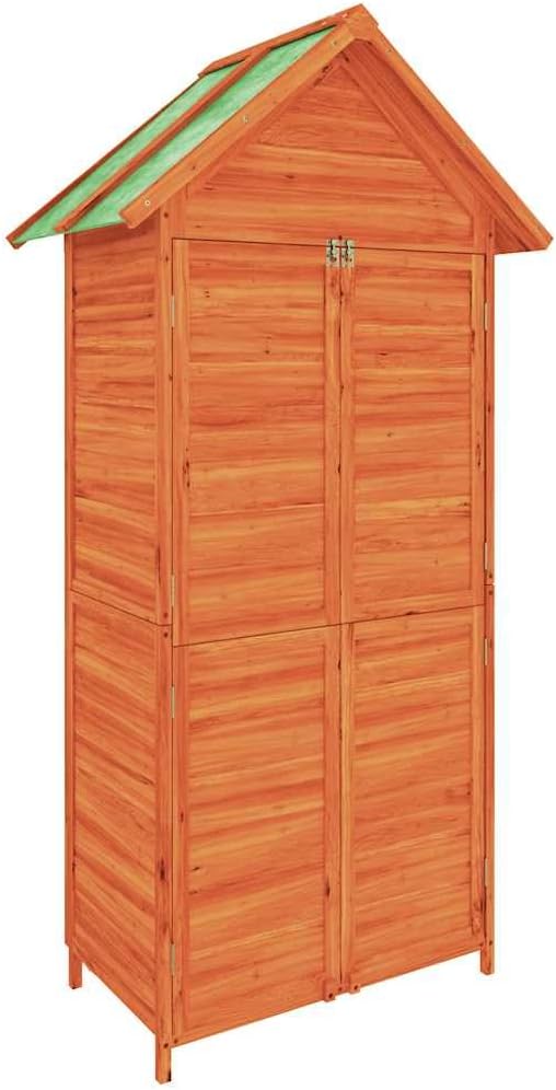  Abri à Outils De Jardin 89x52,5x175 Cm En Bois De Pin Massif Gris, Armoire De Rangement Extérieur Avec Toit étanche Pour Outils, équipement De Pelouse Et Accessoires