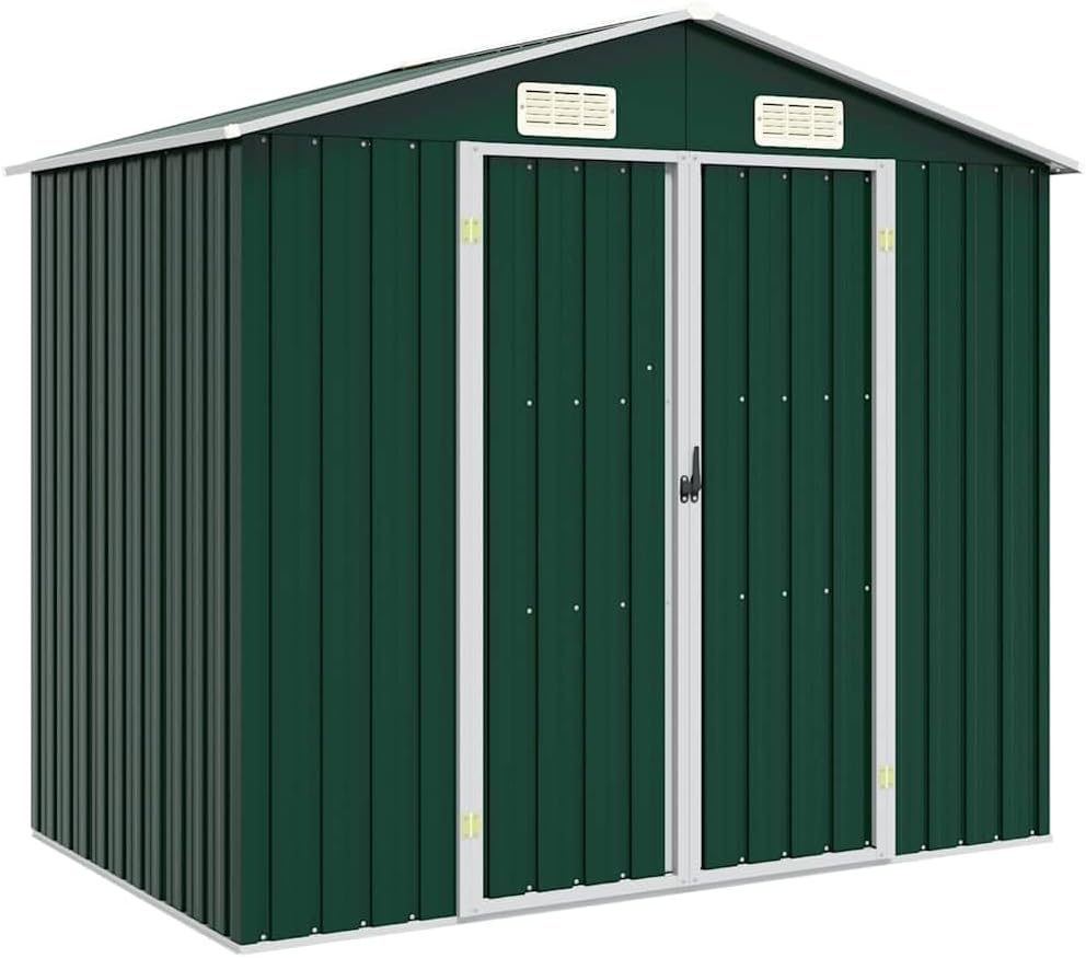  Abri De Jardin En Acier Galvanisé - 205 X 129 X 183 Cm - Vert - 205 X 129 X 183 Cm - Résistant Aux Intempéries - Moderne