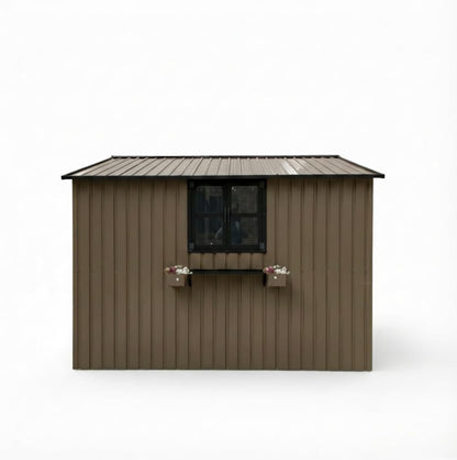  Abri De Jardin En Métal, 313,1 X 255,4 X 199,9 Cm, Abri à Outils En Métal Avec 2 Fenêtres Ouvrantes, Portes Verrouillables, étagère à Fleurs, Abri De Rangement Extérieur Pour Jardin, Terrasse