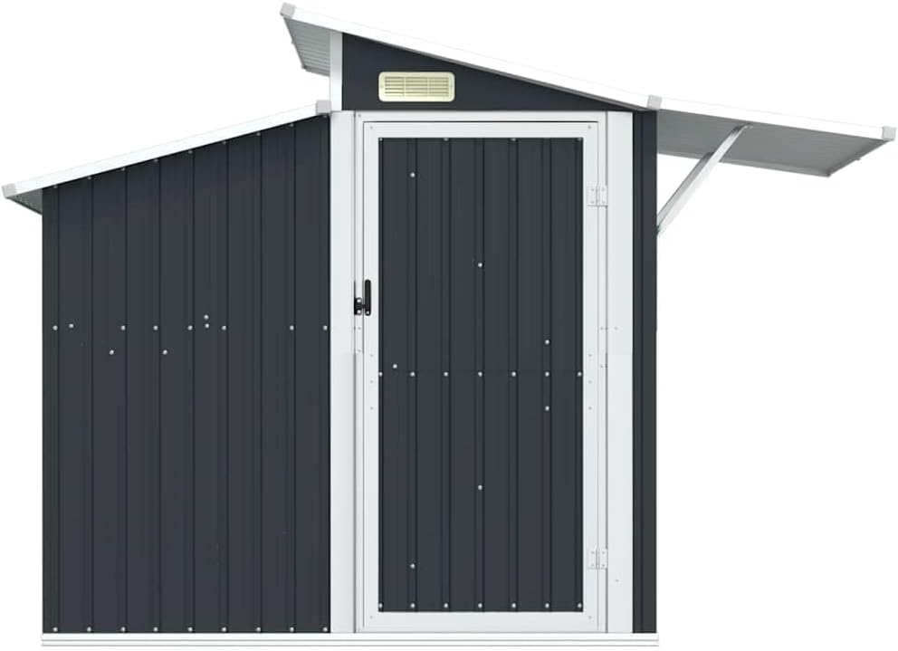  Abri à Outils Anthracite En Acier Galvanisé - 270 X 130 X 208,5 Cm - Verrouillable - Avec Ventilation Et Toit Transparent - Pour Abri De Jardin, Garage à Vélo, Rangement D'outils