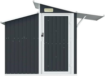  Abri à Outils Anthracite En Acier Galvanisé - 270 X 130 X 208,5 Cm - Verrouillable - Avec Ventilation Et Toit Transparent - Pour Abri De Jardin, Garage à Vélo, Rangement D'outils