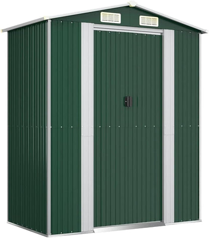  Abri De Jardin Marron Foncé 192x108x223 Cm En Acier Galvanisé, Rangement Extérieur Spacieux Pour Outils De Jardin, équipement De Piscine Et Accessoires, Avec Porte Coulissante