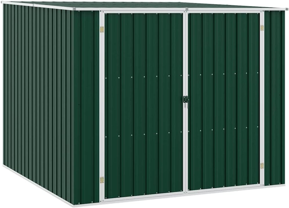  Abri De Jardin Anthracite 195x198x159 Cm En Acier Galvanisé, Abri De Rangement Extérieur Avec Portes à Double Ouverture Et Toit En Pente Pour évacuation De L'eau De Pluie