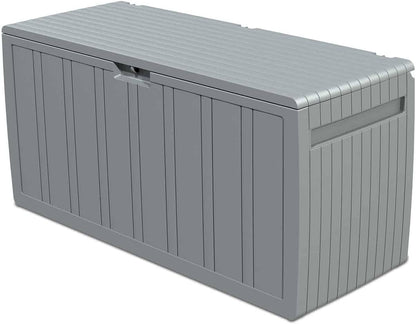  Gardiun Coffre De Rangement Fabriqué En Résine Top 117 X 45,5 X 57,50 Cm 270 L Montage En Clic Avec Système De Fermeture Gris