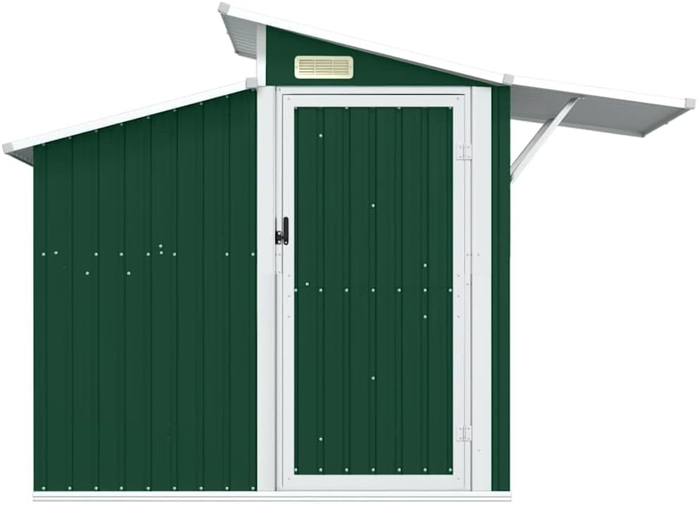  Abri De Jardin Vert 270x130x208,5 Cm En Acier Galvanisé, Rangement Extérieur Pour Outils, Équipements De Jardin Et Accessoires De Piscine