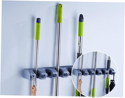  Gatuida Multifunctional Wall Mounted Broom Holder Hooks Positions Brush Holder Organizer Tools Bathroom Kitchen Blue