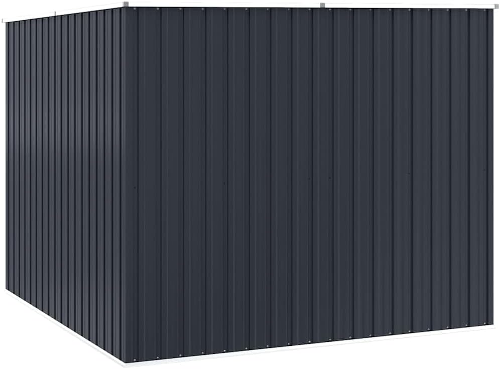  Abri De Jardin Anthracite 195x198x159 Cm En Acier Galvanisé, Abri De Rangement Extérieur Avec Portes à Double Ouverture Et Toit En Pente Pour évacuation De L'eau De Pluie