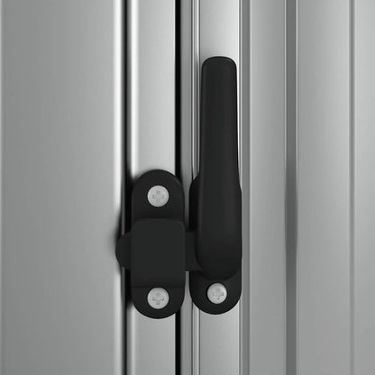  Abri De Jardin Gris 118,5x97x209,5 Cm En Acier Galvanisé, Abri De Rangement Extérieur Avec Toit En Pente Et Porte Verrouillable Pour Outils