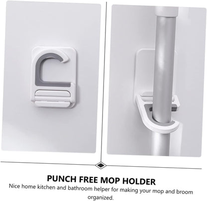  Angoily 9 Pieces Hook For Wall Mop Holder White Wall Clip Silica Gel No Punching