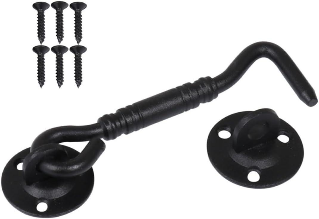  OUNONA Loquet à Crochet En Acier Inoxydable Mat Noir Serrure De Sécurité Pour Porte De Grange Et Fenêtre Verrouillage Solide Pour Portail Coulissant Quincaillerie De Fenêtre