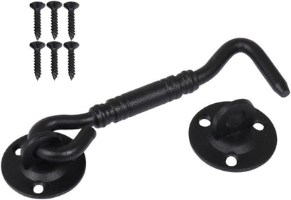  OUNONA Loquet à Crochet En Acier Inoxydable Mat Noir Serrure De Sécurité Pour Porte De Grange Et Fenêtre Verrouillage Solide Pour Portail Coulissant Quincaillerie De Fenêtre