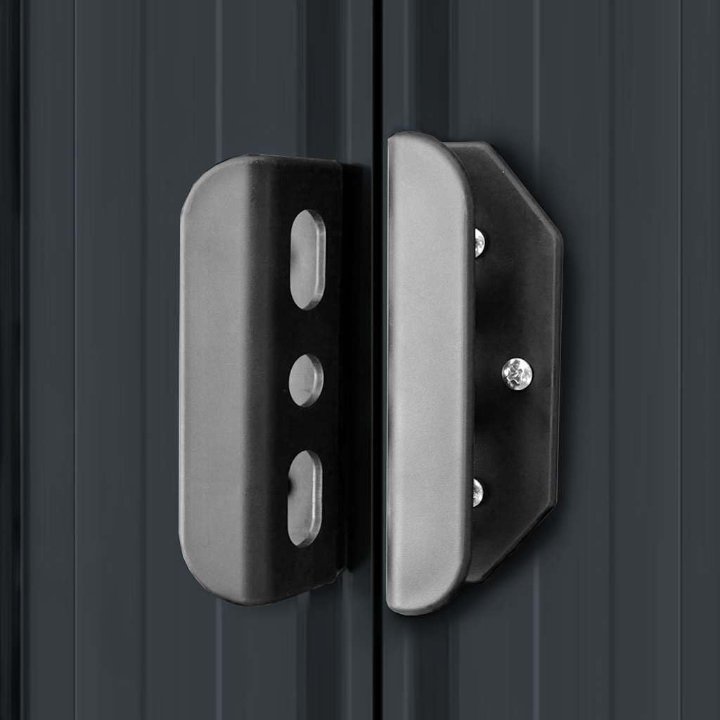  Abri De Jardin En Acier Galvanisé Anthracite Avec Ventilation, Doubles Portes Coulissantes Et Pièces Prédécoupées Pour Rangement Outils Et Matériel Extérieur