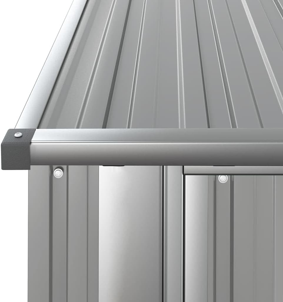  Abri De Jardin Gris En Acier Galvanisé 180,5x97x209,5 Cm, Abri De Rangement Extérieur Avec Toit En Pente Et Porte Verrouillable Pour Outils