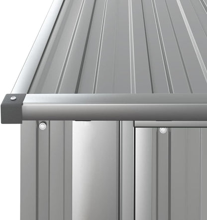  Abri De Jardin Gris En Acier Galvanisé 180,5x97x209,5 Cm, Abri De Rangement Extérieur Avec Toit En Pente Et Porte Verrouillable Pour Outils