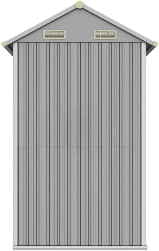  Abri De Jardin 192 X 152 Cm En Acier Galvanisé Gris Clair, Grand Espace De Rangement Extérieur Avec Porte Pratique Et 4 Bouches D'aération