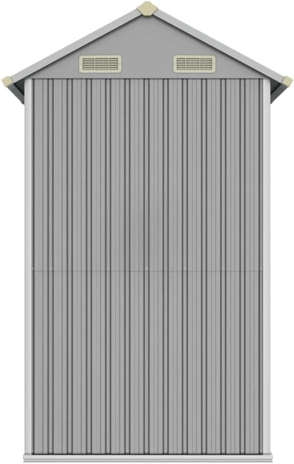  Abri De Jardin 192 X 152 Cm En Acier Galvanisé Gris Clair, Grand Espace De Rangement Extérieur Avec Porte Pratique Et 4 Bouches D'aération