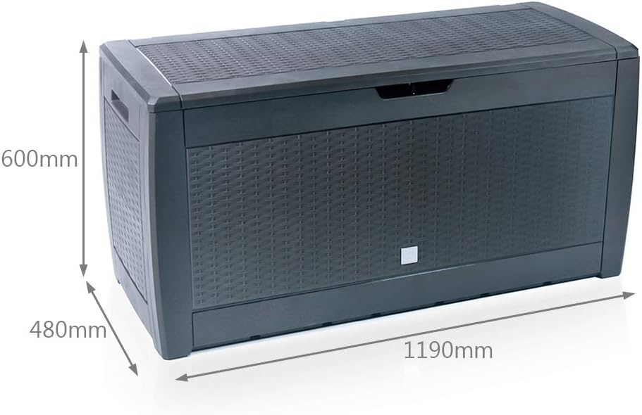  Vounot® Coffre De Rangement Exterieur 310L En PP 119 X 48 X 60 CM Fabriqué En Europe Style Polyrotin Anthracite