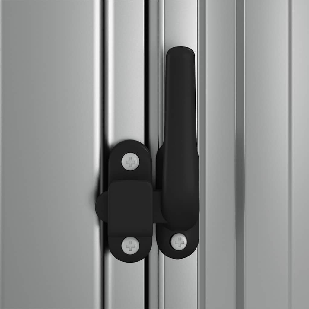  Abri De Jardin Gris En Acier Galvanisé 180,5x97x209,5 Cm, Abri De Rangement Extérieur Avec Toit En Pente Et Porte Verrouillable Pour Outils