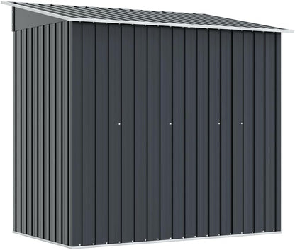  Abri De Jardin En Acier Galvanisé Anthracite Avec Ventilation, Doubles Portes Coulissantes Et Pièces Prédécoupées Pour Rangement Outils Et Matériel Extérieur
