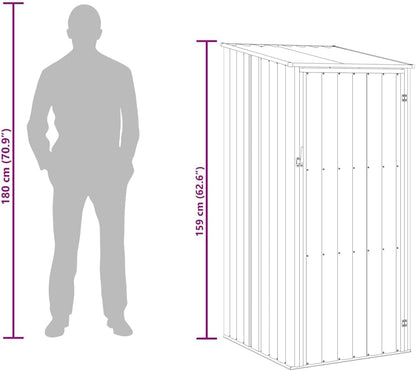  Abri De Jardin Compact 87x98x159 Cm En Acier Galvanisé, Abri De Rangement Extérieur Avec Toit En Pente Pour Outils Et Mobilier De Jardin, Protection Contre La Poussière