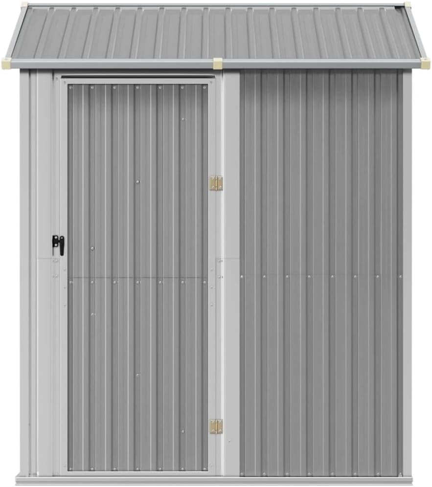  Abri De Jardin 192 X 152 Cm En Acier Galvanisé Gris Clair, Grand Espace De Rangement Extérieur Avec Porte Pratique Et 4 Bouches D'aération