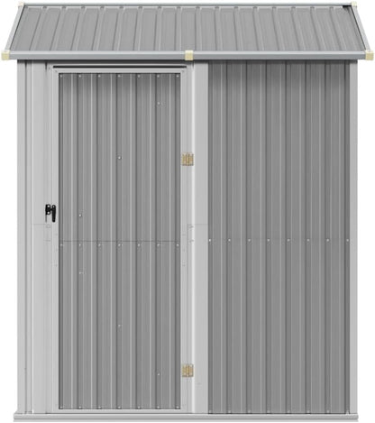  Abri De Jardin 192 X 152 Cm En Acier Galvanisé Gris Clair, Grand Espace De Rangement Extérieur Avec Porte Pratique Et 4 Bouches D'aération