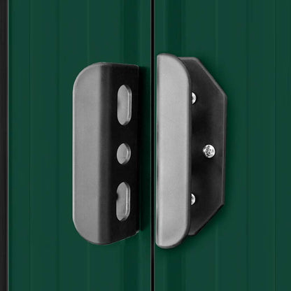  Abri De Stockage Jardin En Métal Vert 257 X 205 X 178 Cm Avec Double Porte Coulissante, Ventilation Optimale, Cadre Acier Galvanisé, Espace Rangement Outils Et Matériel Extérieur