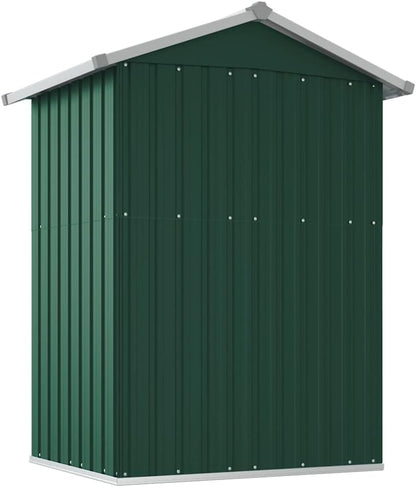  Abri à Outils Vert En Acier Galvanisé - 126 X 97,5 X 177 Cm - Verrouillable - Avec Espace De Rangement Pour Outils De Jardin, Vélo, Poubelle, Terrasse, Extérieur